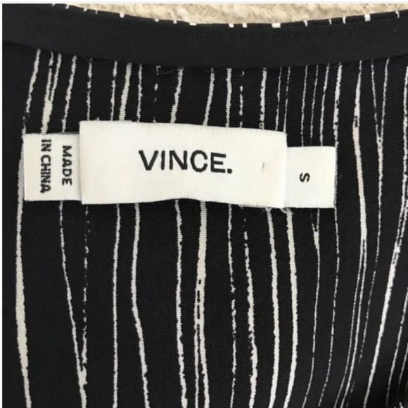 Vince Silk Wavy Stripe Shirt Dress Tunic Oversized Striped Black NWOT - Picture 5 of 5